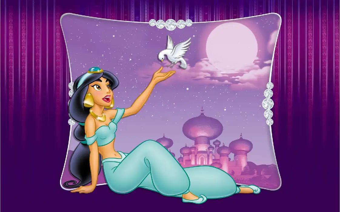 

7x5ft Aladdin Palace Inside Frame Jasmine Princess Moon Night Drape Custom Photo Studio Background Backdrop Vinyl 220cm x 150cm