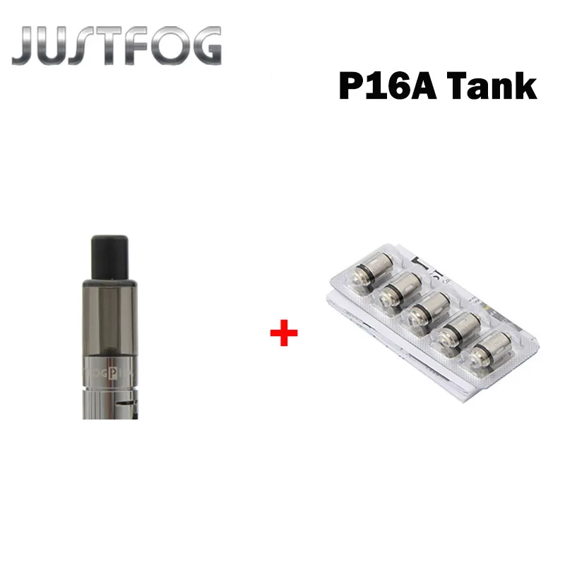 Justfog P16A 클리어로마이저 탱크 1.9ml, 전자담배 분무기, 1.6ohm 코일, J Easy 3 배터리용, P16A