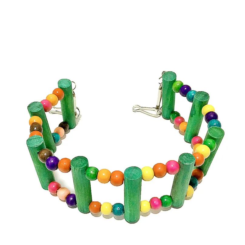  Pet Bird perches Hanging Swing Toy Bird Cage Pendant Chew Toy Colorful Bridge With Bell Bird Accessories #4m22 (5)