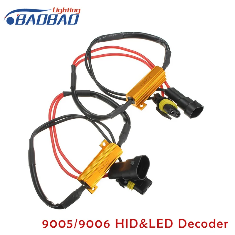 

BAOBAO Car LED Headlight Decoder 9005 9006 HB4 50W Turn Singal Load Resistor Canbus Error Free for BMW for Audi Wiring Canceller