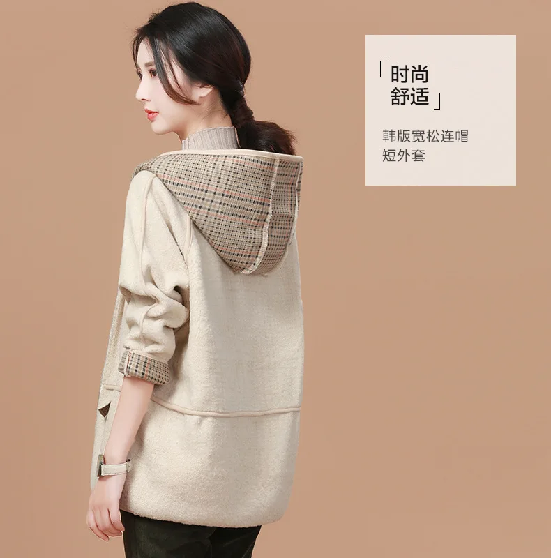 1 цвет m-XL повседневное женское Шерстяное плюшевое пальто s зимнее одноцветное свободное женское плотное шерстяное пальто(Q8010