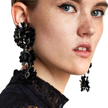 

JUJIA 5 color design Trend fashion women Ethnic statement Sequins tassel Earrings for women jewelry LONG SHINY EARRINGS