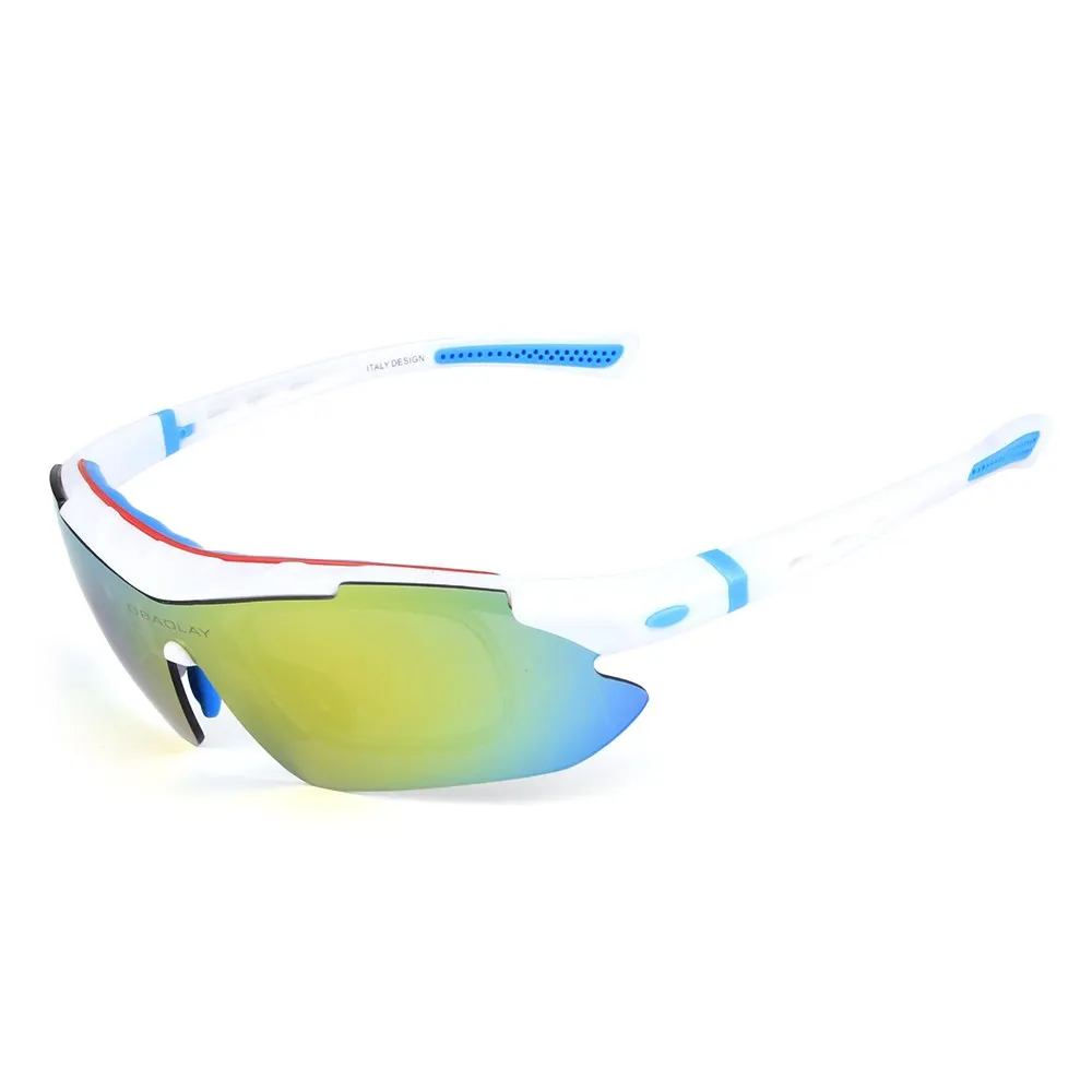 Поляризационные спортивные мужские солнцезащитные очки для шоссейного велоспорта, ультралегкие солнцезащитные очки UV400 MTB для езды на велосипеде, защитные очки, очки для вождения, 5 линз - Цвет: white blue