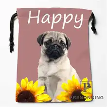 Изготовленные на заказ сумки счастливой собаки на шнурке Печать Мода Путешествия хранения мини мешок плавать Пешие прогулки игрушка мешок размер 18x22 см#171203-04-02