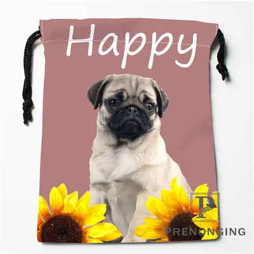 Custom Happy Dog Drawstring Bags Printing Fashion Travel Storage Mini Pouch Swim Hiking Toy Bag Size