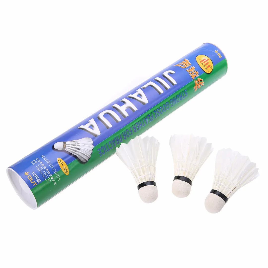 Portable 12Pcs/set Badminton Balls White Goose Feather Shuttlecocks for Training Game Sports Shuttlecock Entertainment Balls