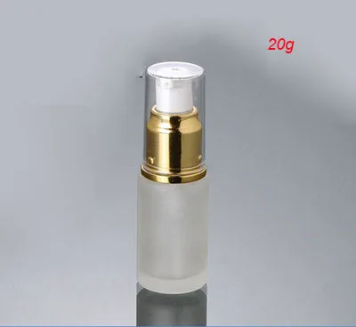 

Новый 20 мл матовая стеклянная нагнетательного насоса бутылки с золотой флакон с помпой, glass20 мл бутылка лосьона, косметическая стеклянная бутылочка, упаковка