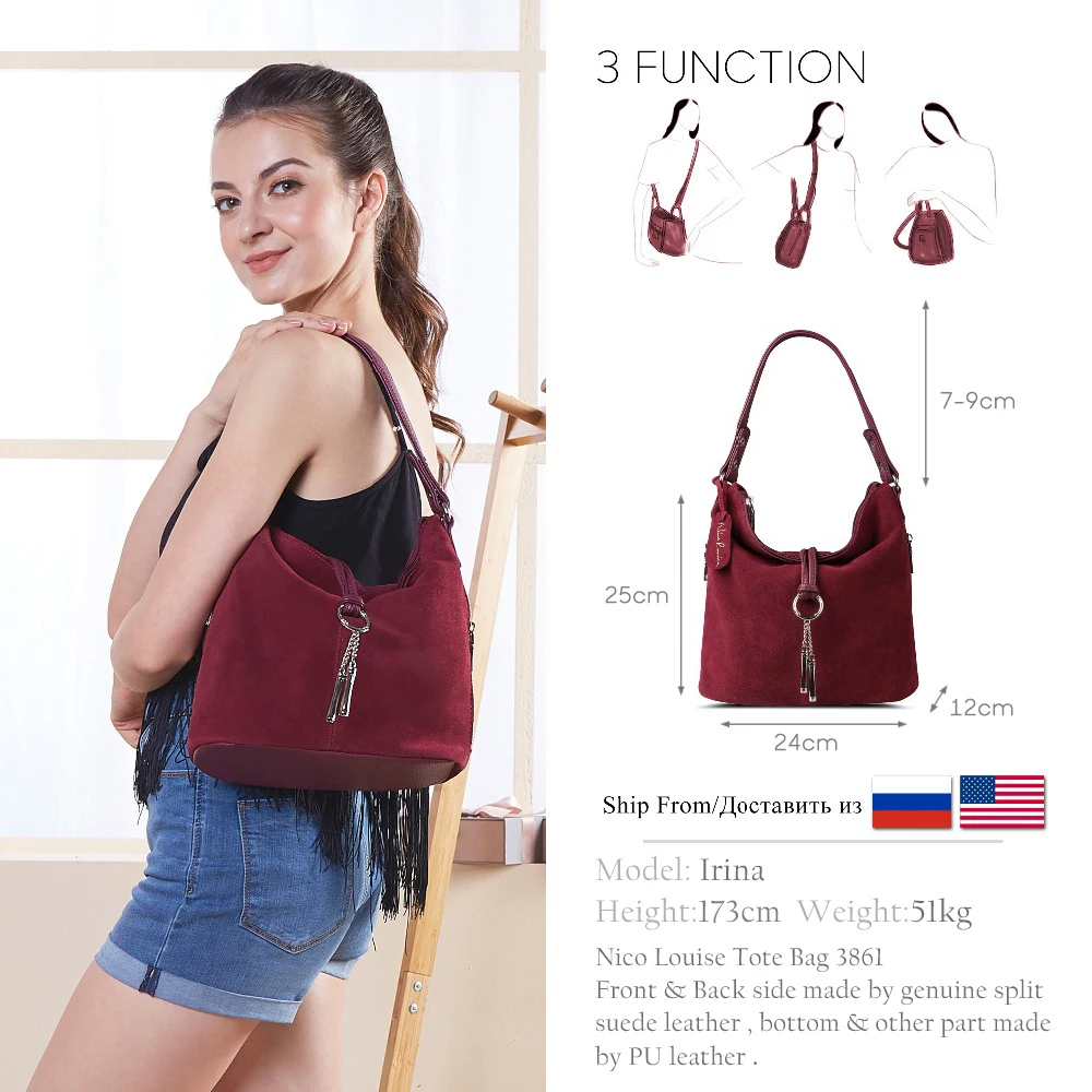 2018 moda mujer Split cuero bolso de hombro mujer gamuza Casual bandolera Casual señora mensajero Hobo Top-handle bolsos 2018 moda mujer Split cuero bolso de hombro mujer gamuza Casual bandolera Casual señora mensajero Hobo Top-handle bolsos
