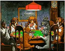 MaHuaf-W112 Dogs playing poker painting by numbers on canvas DIY oil paintings for living room wall 
