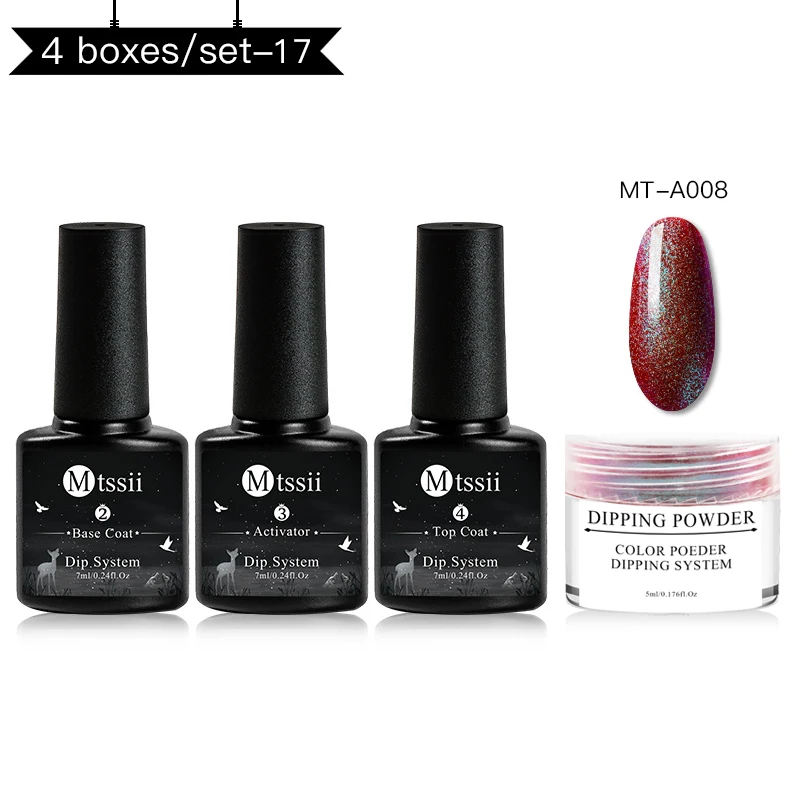 Mtssii система Погружения Набор для ногтей Holo Nail Art Dip порошок с Dip основой активатор жидкий гель цвет ногтей натуральный сухой без лампы - Цвет: ZH03548