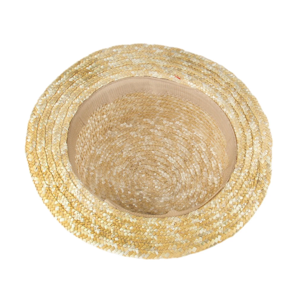 LUCKYLIANJI бежевая женская мужская летняя пляжная шляпа канотье с лентой и плоским