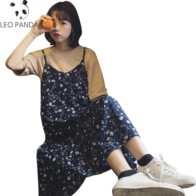 

2019 Women Plus Size Chiffon Dress sweet V Neck Spaghetti Strap Cute Summer Dresses New Fashion Loose Casual A-Line Female HD64