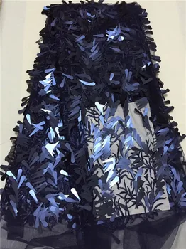 

2018 Latest French net lace fabric 3D Sequins African tulle mesh lace fabric with Sequins high quality african lace fabric