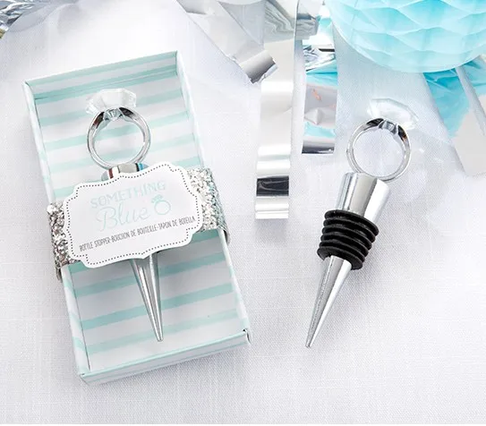 

(20 шт./лот) Свадебный и свадебный душ сувениры что-то голубое АЛМАЗНОЕ КОЛЬЦО бутылка Пробка Свадебный подарок и вечерние сувениры