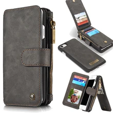 for iphone 7 plus Case Leather Mini Wallet Luxury Flip Cases for iphone 6S 6 7 5 5s SE Stand Retro 2in1 Back Cover Accesssories