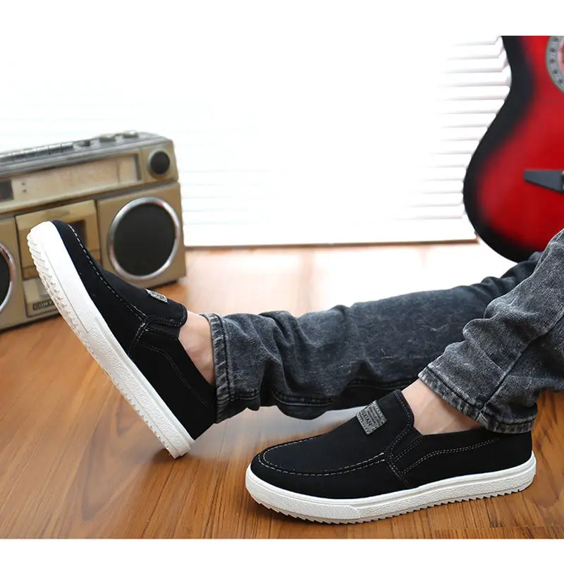 Merkmak Brand Canvas Casual Men's Shoes British Loafers Mens Flats Masculinos Comfort Driving Men Flats Footwear Shoes Drop Ship