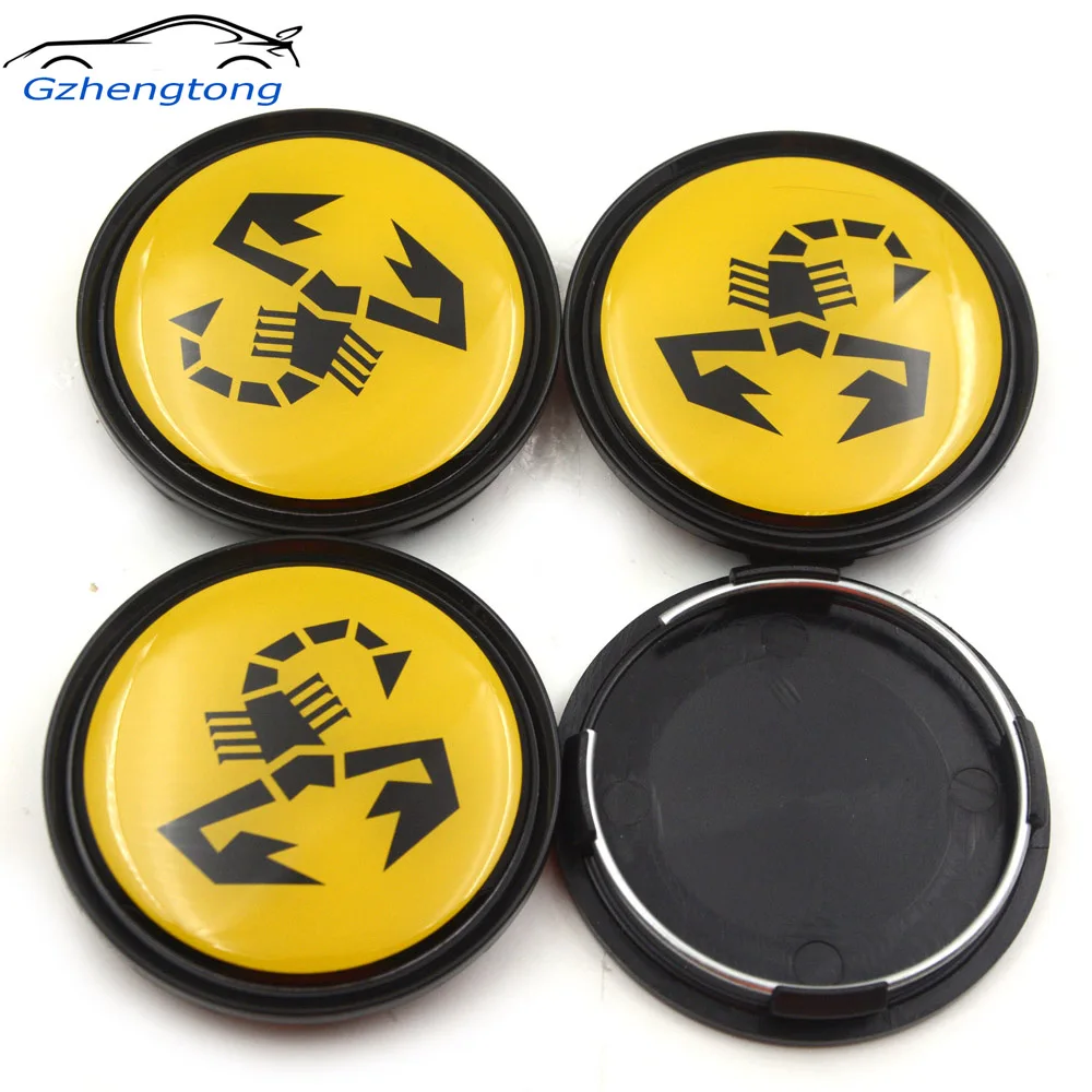 

Gzhengtong 4pcs/lot 63mm Yellow Scorption Wheel Center Caps Car Badge Emblem Sticker Wheel Center Cover Cap Hub Rim Caps