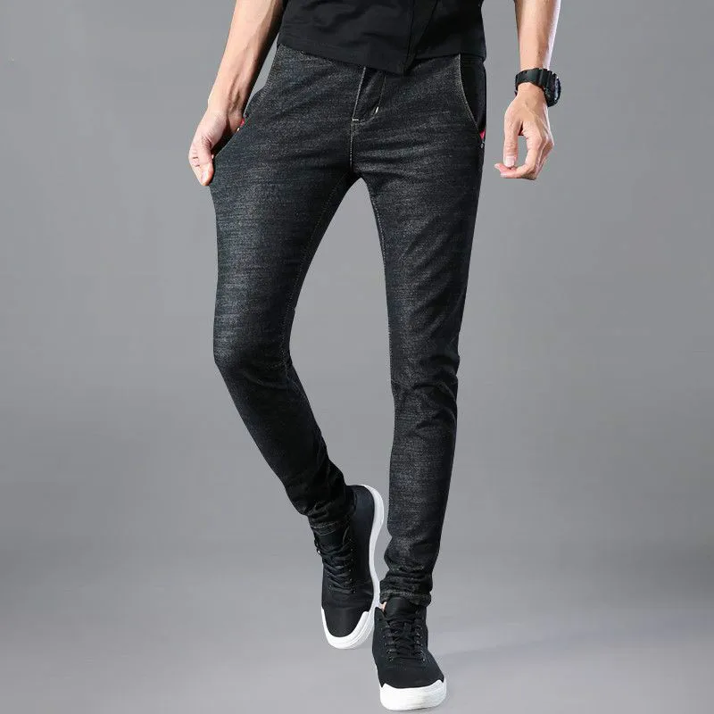 Новинка, Брендовые мужские джинсы, модные обтягивающие джинсы, хлопковые черные эластичные Стрейчевые джинсы хорошего качества, мужские рваные джинсы 33