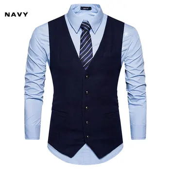 

British Style Suit Vest Men's Professional Single-breasted Slim Vest EU Size