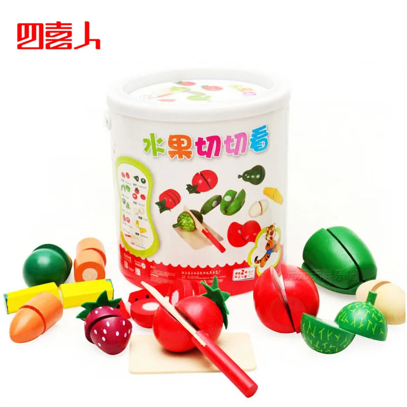 

Wooden Fruit Blocks Toys Montessori Building Blocks Fruit Cutting Wood Learning Resources EducationalToys For chirldren