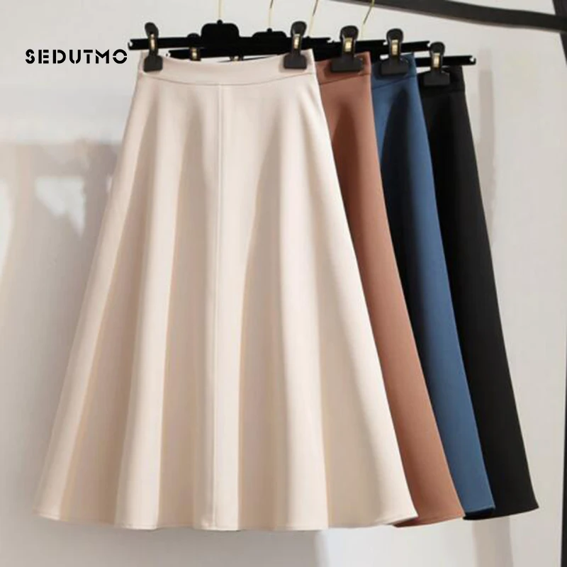 

SEDUTMO Autumn Tutu Skirts Women High Waist Midi Skirt Pleated Spring Black Vintage Warm Sexy Casual Skirt ED531