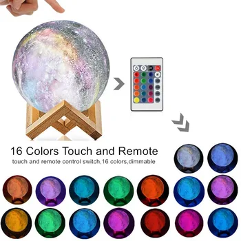 

8cm / 15cm USB Night Light Colorful Change Touch Creative Galaxy Light LED 3D Print Moon Star Light Home Decoration Gift