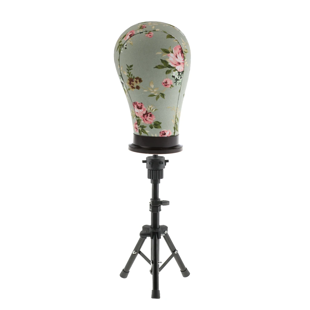 21'' Cork Canvas Block Wigs Making Mannequin Head Doll with Tripod Stand Holder Cosmetology Training Tool Canvas material