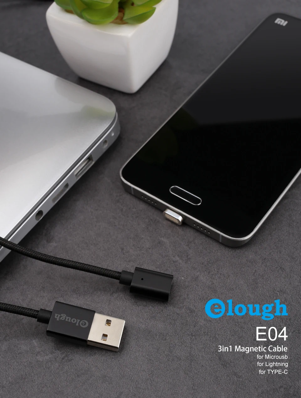 Elough E04 Магнитный кабель для iPhone samsung Xiaomi Micro usb type C кабель для быстрой зарядки мобильного телефона магнит Зарядное устройство USB кабель