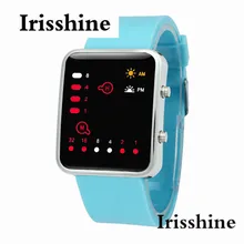 I0727 unisexe montres Horloge marque de luxe cadeau Femmes Hommes Numérique LED Rouge Sport Montre Binaire Montre-Bracelet En Silicone en gros