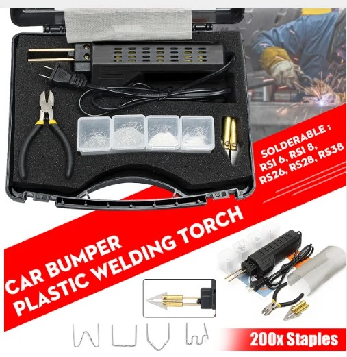 

New 220-250V Hot Stapler Car Bumper Plastic Welding Torch Fairing Auto Body Tool Welder Machine 0.6/0.8mm + 200 Staples