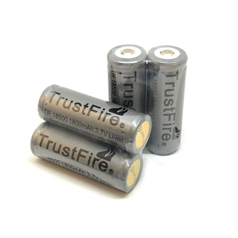 

10pcs/lot TrustFire TR 18500 1800mAh 3.7V Rechargeable Protected Battery Camera Flashlight Torch Batteries with PCB