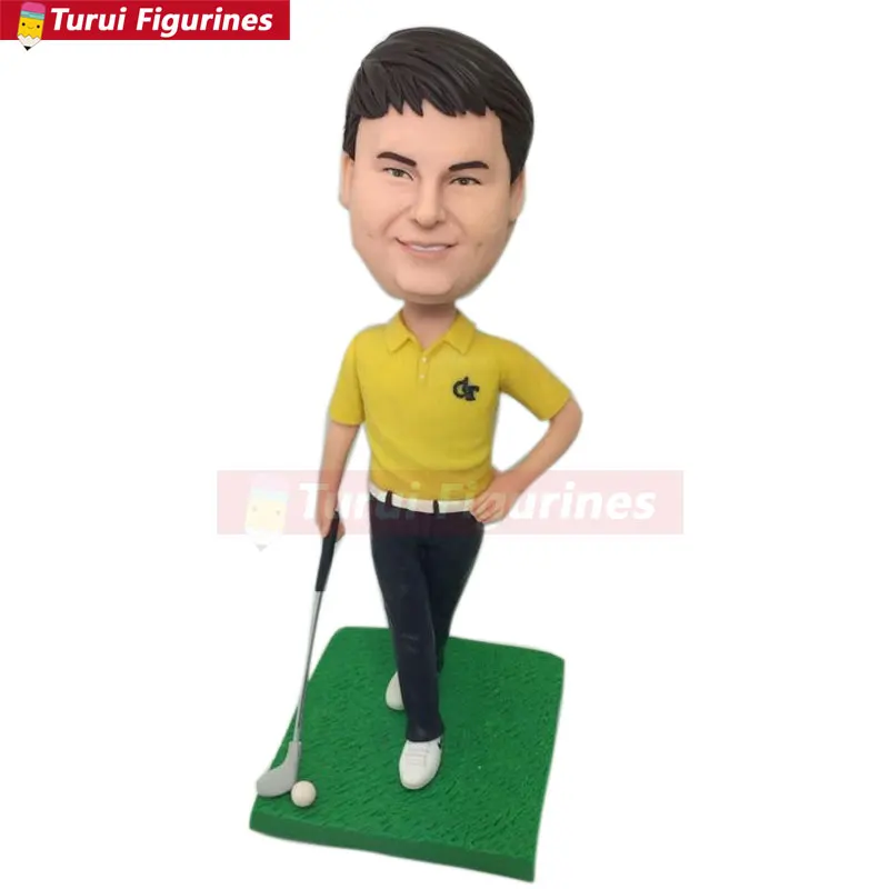 Golf Personalized Gifts Bobble Head Clay Figurines Based on Customers' Photos Birthday Cake Topper Husband Gifts Custom Bobble H