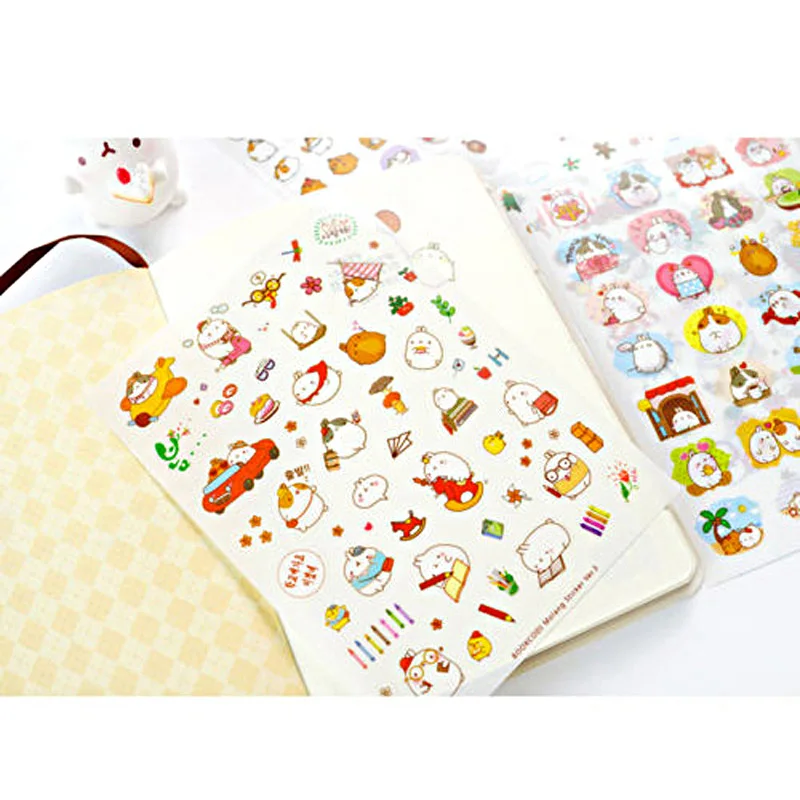 6 Sheets/set  Cute Molang Rabbit DIY Decorative Scrapbooking Stickers Kids Gift New