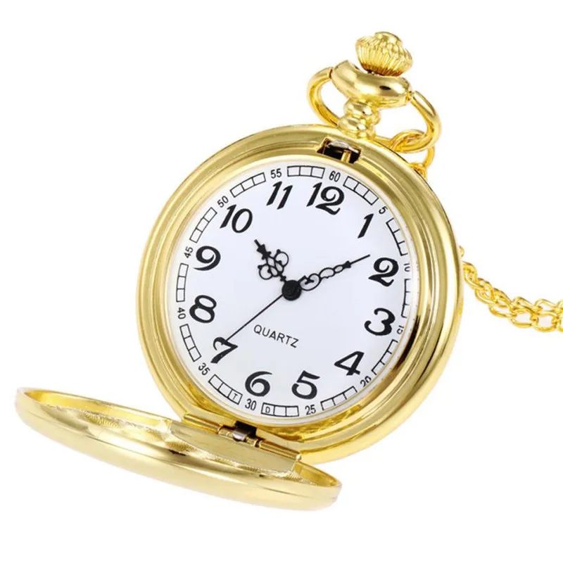 

2019 Gold Pocket Watch vintage Hand Winding Elk Deer Quartz Pocket Watch Pendant Necklace Chain clock pendant