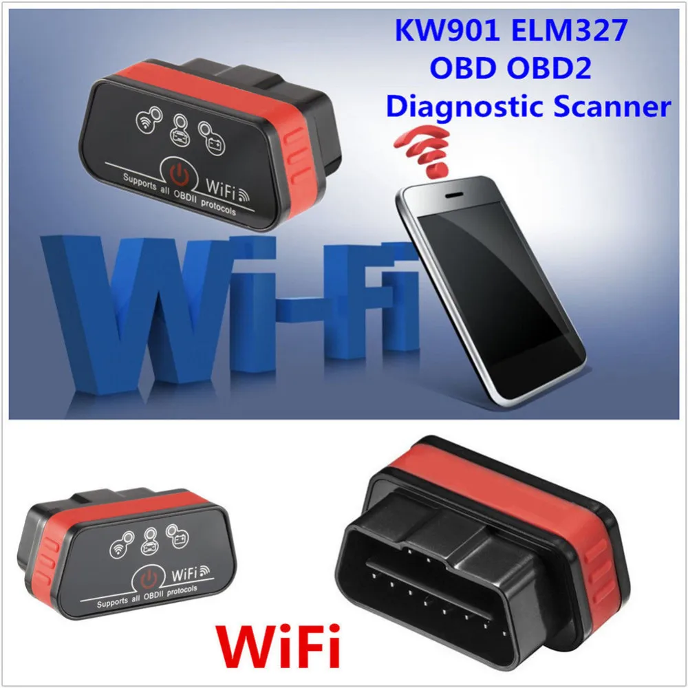 KONNWEI OBD Авто WiFi OBD 2 CAN V1.5 средство сканирования, БД-считыватель детектор только бесплатно для Android используется для 12 В бензиновый автомобиль