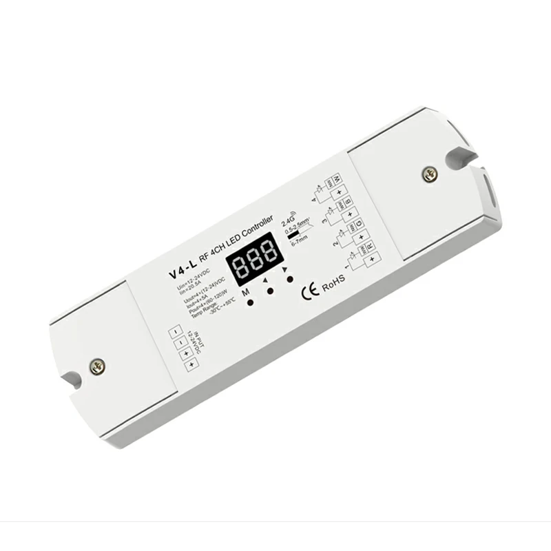 Led RGB/rgbw светодиодные ленты контроллер 2,4G RT9 4 зоны пульт дистанционного управления с V4-L 4CH* 5A Беспроводной приемник Цифровой индикатор Два Частота ШИМ
