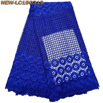 

2019 High Quality Nigerian Royal Blue African Water soluble lace fabric Guipure Cord Lace Fabric For Wedding dress MSD03
