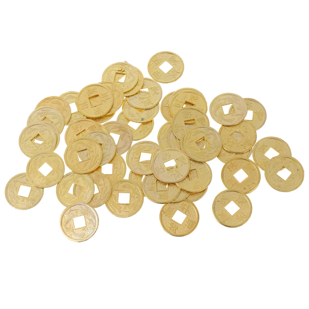 Phenovo 50 Pieces Feng Shui Coins Chinese Ancient Fortune Coins 0.9'' Diameter I Ching Money Charm Jewelry Findings
