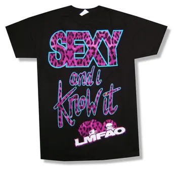 

LMFAO Fur Sexy And I Know It Black T Shirt New Adult Official Band Merch Summer Short Sleeves Cotton T-Shirt top tee
