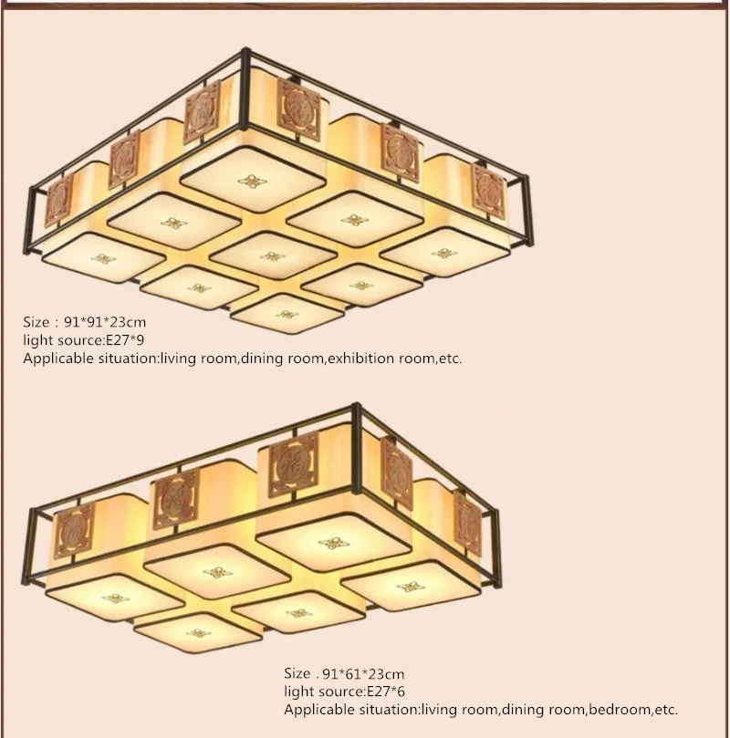 Китай Стиль Винтаж Спальня Гостиная потолочный светильник освещения 110-220 В приспособление прямоугольный ресторан Droplight домашнего