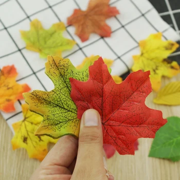 100PCSlot Artidicial Silk Maple Leaves Fake Fall Leaf For Art Scrapbooking Wedding Wall Party Decoration Craft Flores