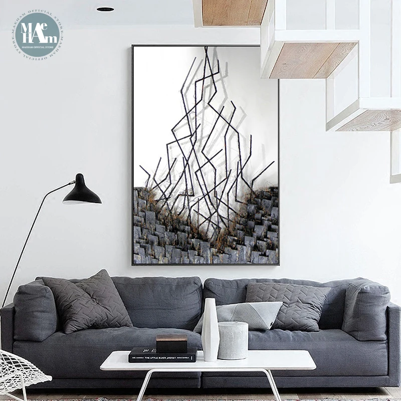 

Nordic wall art Canvas posters Painting Prints Abstract geometric building art Pictures for Living Room Morden Home Decor