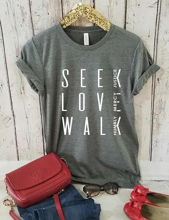 Новинка 2018 женская футболка с надписью Seek Love Walk летняя хлопковая Футболка