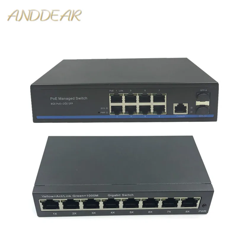 Management 8 Port 10/100/1000Mbps PoE Ethernet Switch Managed With 2 Gigabit SFP Slots IGMP VLAN | Компьютеры и офис