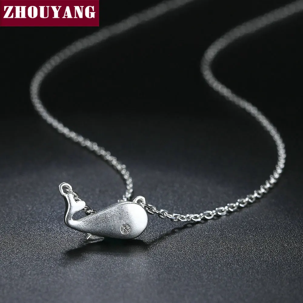 S925 Pendant Necklace For Women Simple Style Fish Whale Shaped 925 Sterling Silver Fashion Jewelry Wedding NY049 ZHOUYANG