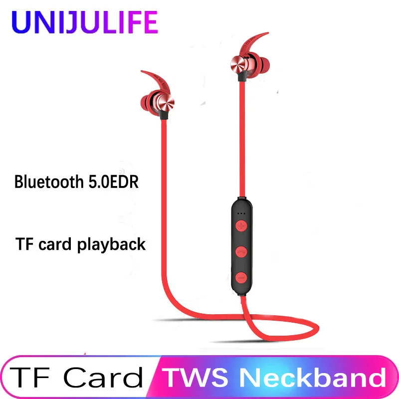 

UNIJULIFE TWS Wireless Bluetooth Earphones 5.0 Support TF Card Sport Headphones Magnetic Attraction Headsets In-Ear Stereo
