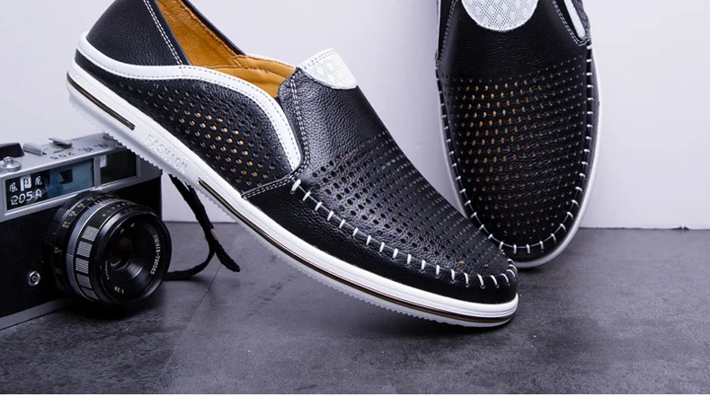 Новая повседневная обувь мужские кожаные брендовые модные мокасины мужские кожаные дизайнерские высококачественные Мокасины Летняя мужская обувь дышащая