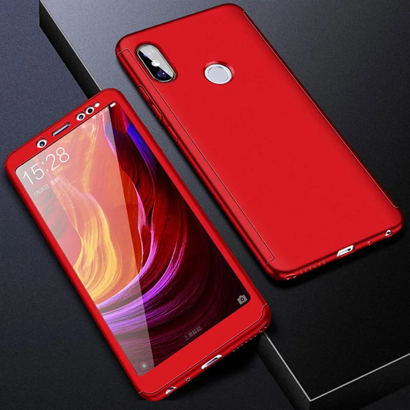 Чехол на 360 градусов для Xiao Mi 9 8 SE A 1 2 5 6 X защитная крышка для экрана Pocophone F1 Mi play Mix 2 Max2 3 A2 Lite со стеклом - Цвет: Red