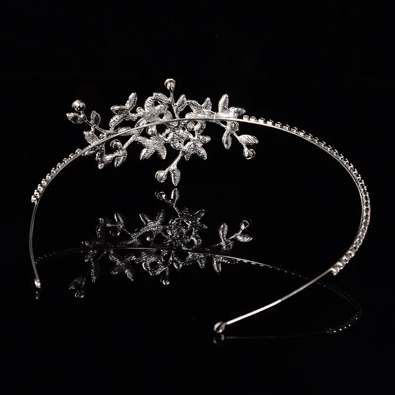 925 sterling silver luxury leaves design bridal tiara for women Austrian crystal wedding hair accessories 585 gold plated crown hair jewelry HF002 (3)