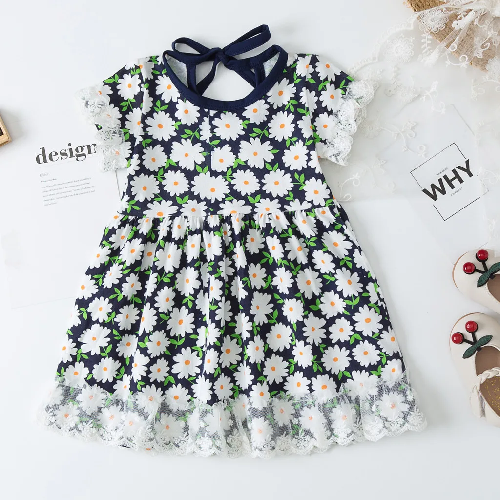 

Cute Baby Girls Dress Toddler Kids Flower Floral Print Tulle Sleeveless Party Princess Dresses Summer Clothes for girl 6M-4T